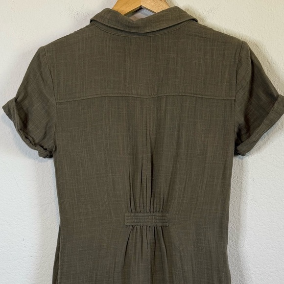 NWT Aerie Collared Softest Utility Relaxed Romper Army Green Gauzy Cotton Sz XXS - Picture 9 of 12
